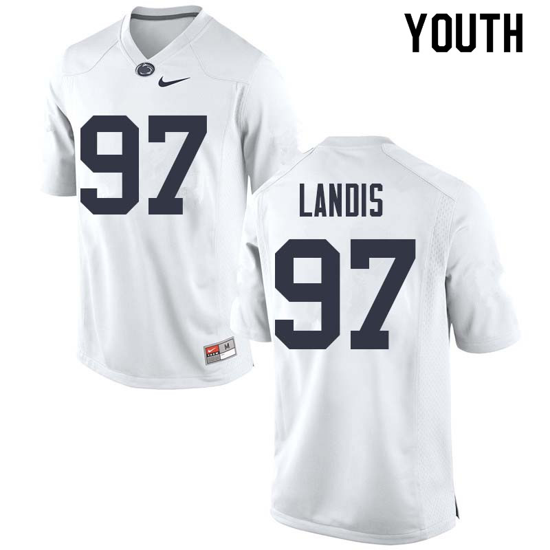 Youth #97 Carson Landis Penn State Nittany Lions College Football Jerseys Sale-White - Click Image to Close